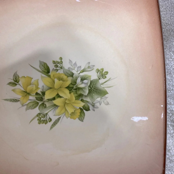 Vintage Ceramic Yellow Flower Square Dish W Rounded Corners Trinket Dish - Picture 7 of 16
